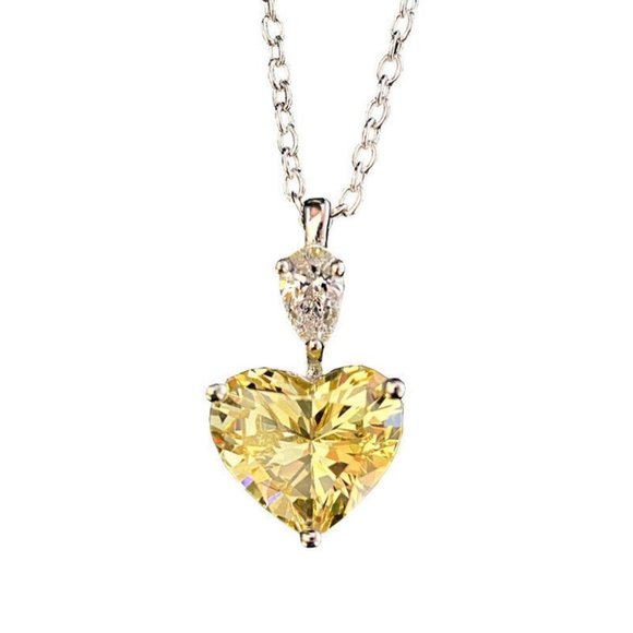 925 Sterling Silver Citrine Heart Necklace - Picture 6 of 6